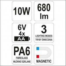 YT-81821 YATO Reflector LED cu baterii,10W, COB 68..